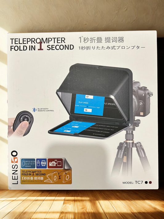 🚀 TC7 1-Second Fold Teleprompter | Bluetooth Remote | 57-Speed Control (Model TC7) 🚀